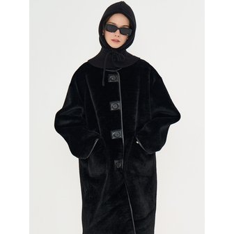 메타퍼 MET shearling fur long mustang black