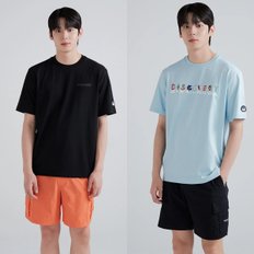 [24S/S] 디스커버리 DXRS7C043 남여 공용 메인크루 아웃도어 타이포그래픽 티셔츠 반팔 티셔츠