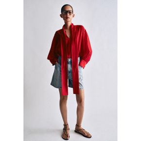 ZARA 자라 우먼 ZW 컬렉션 새틴 셔츠TIES 레드 4786024600 4786024 1275859