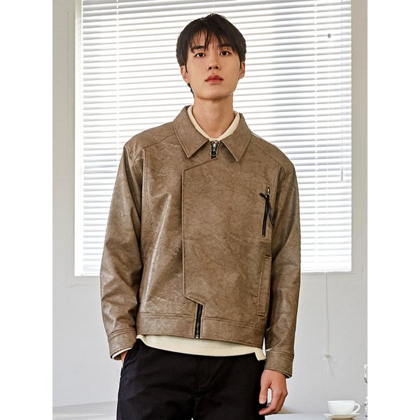 내추럴 크랙 비건레더 자켓 CXS23WLJPA86 BEI