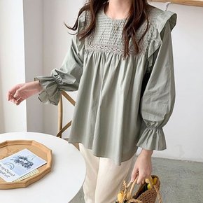 리어민 프릴 블라우스