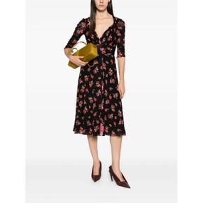 26 FW 다이앤본퍼스텐버그 Carmen floral print ruched sleeve midi dress D266BCARMEN