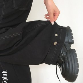 / 미룽 벌룬핏 핀턱 절개 버튼 세미 와이드 조거 팬츠