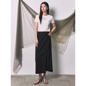 구호 플러스 Belted HLine Long Skirt  Black (KE6227M045)