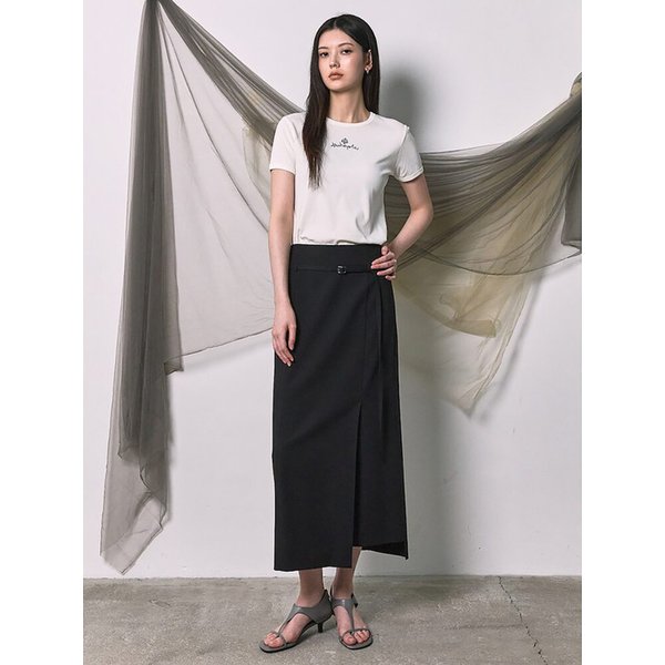Belted HLine Long Skirt  Black (KE6227M045)