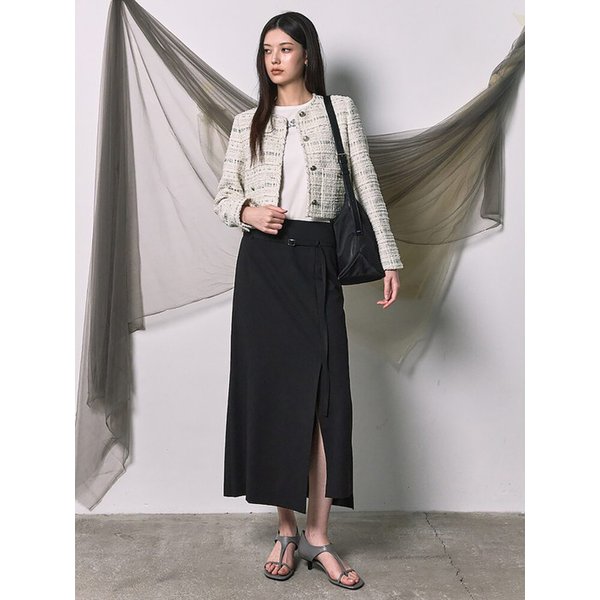 Belted HLine Long Skirt  Black (KE6227M045)