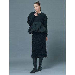 Marie Volume Knit Cardigan [Black]