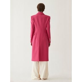 Double Breasted Wool Long Coat- Pink