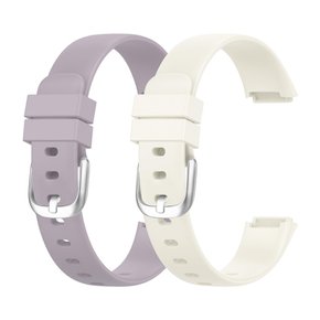 2 개 Fitbit Luxe 용 교환 벨트 부드러운 실리콘 소재 내충격 방수 방한 (라이트 퍼플 + 살구)