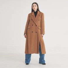 Tailored DoubleBreasted Slit Coat Brown