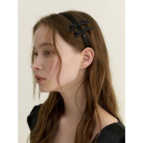 classic black double ribbon headband