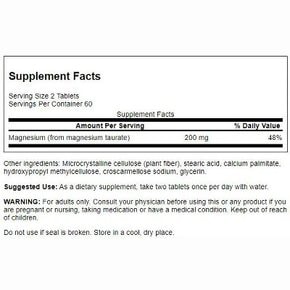 Swanson 미네랄 보충제 마그네슘 타우레이트 100mg 120정, Swanson 건강 제품 건강식품