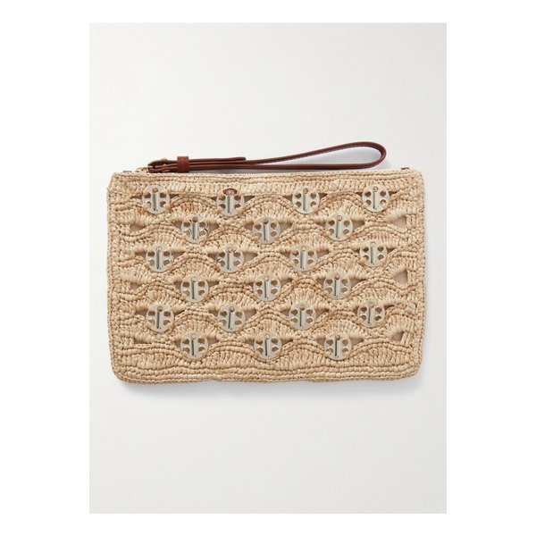 가죽 트리밍 체인메일 장식 라피아 파우치 골드 1647597359919293