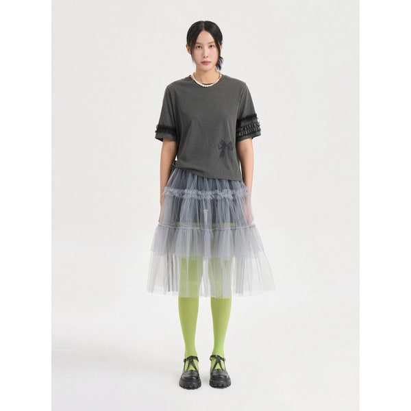 See-through Mesh Banding Skirt (dark grey) LFKAX25630GYD