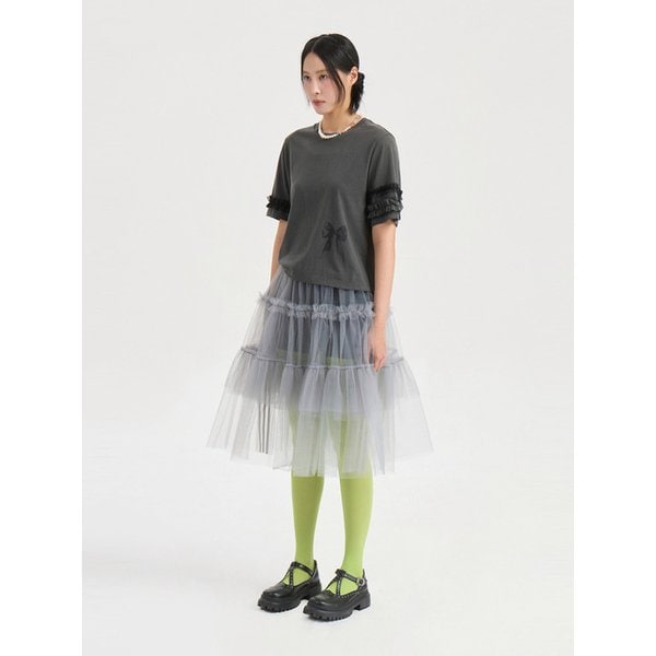 See-through Mesh Banding Skirt (dark grey) LFKAX25630GYD