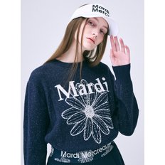 BOUCLE MARDI FLOWER KNIT PULLOVER_NAVY IVORY