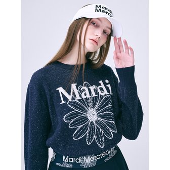 Mardi Mercredi Actif BOUCLE MARDI FLOWER KNIT PULLOVER_NAVY IVORY