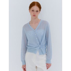 SUMMER V-NECK LINEN CARDIGAN SKY BLUE