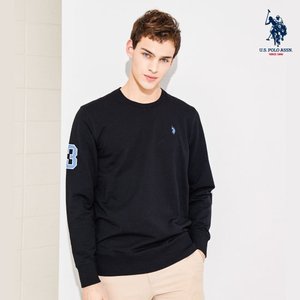 유에스폴로 [U.S. POLO ASSN.] SS 남성 화이트라벨 USA 코튼 블렌디드 맨투맨_BLACK