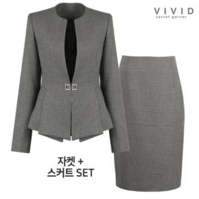 VIVID SET 여성 모던 노카라 정장자켓+H스커트 세트