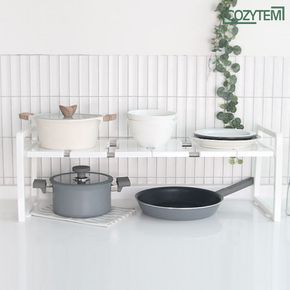 스마트 스토리지 선반1200 폭조절 그릇 냄비 거치대 정리대