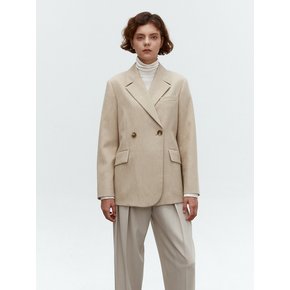 TOF WOOL DOUBLE BUTTON BLAZER OATMEAL