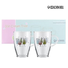 아이스크림트리 유리컵 카페컵 라운드머그컵 2P 400ml
