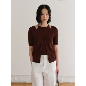 Layered V-Neck Knit Cardigan (2color)