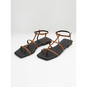 Square gladiator sandal - brown