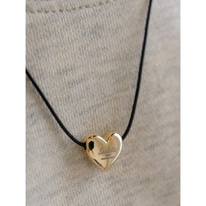 CKE212 Chubby heart leather strap necklace