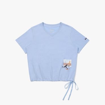 디아도라 [공식스토어] AIRTEX 테니스 무브 크롭 반팔 티셔츠 LIGHT BLUE