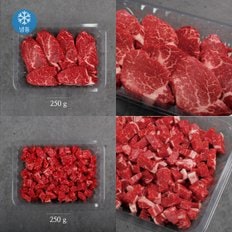 [냉동/암소]한우 1등급 안심(250g)+양지(250g) 기획