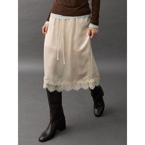 TENDER LACE SKIRT - PEACH CREAM