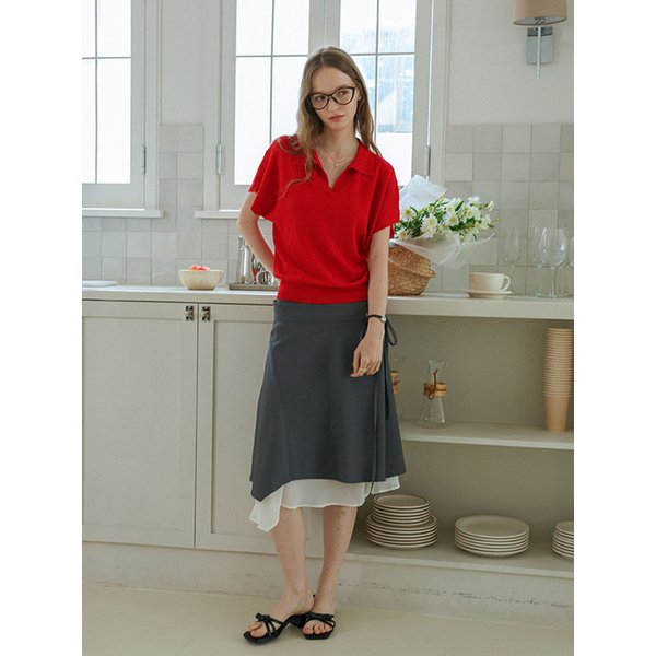 DD_Open collar knit top_RED