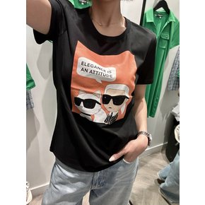 칼라거펠트 25SS 여성 엘레강스 그래픽 반팔 티셔츠
