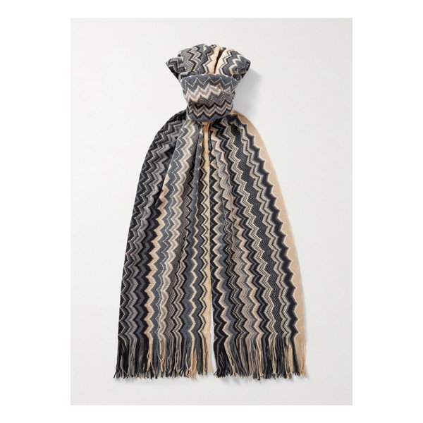 프린지 자카드 니트 울 스카프 46376663162948283