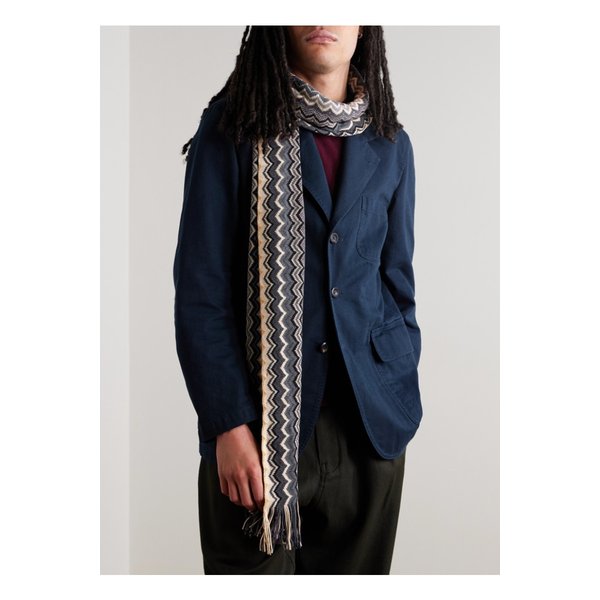 프린지 자카드 니트 울 스카프 46376663162948283