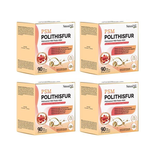 뉴질랜드 Natural NZ 네추럴엔젯 폴리시퍼 폴리코사놀 밀크씨슬 식이유황 MSM 90베지캡슐 4팩