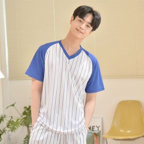 교복몰 V넥 스트라이프 야구티셔츠  10컬러  남녀공용_P356052041
