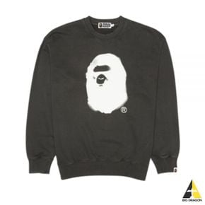 A BATHING APE 24 Spray Ape Head Garment Dyed Crewneck (1K30113314 BLACK) (스프레이 에이프