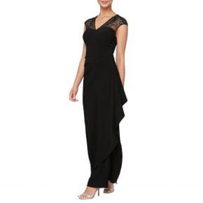 4393991 Alex Evenings Illusion Lace Matte Jersey Column Gown