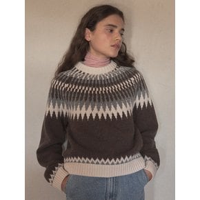 wool fair isle sweater  (melange brown)