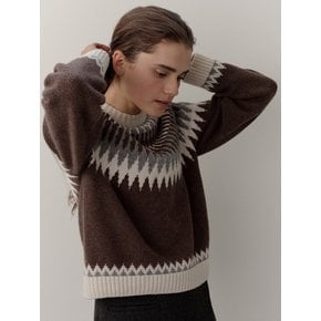 wool fair isle sweater  (melange brown)