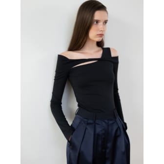 더티스 ONE SHOULDER WEB  T-SHIRT_TT2W201BK