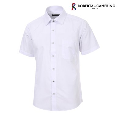 CP 솔리드 일반핏 화이트 반소매 셔츠 RM2-305-1