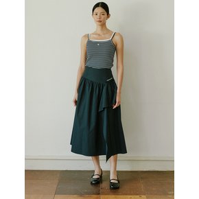 24 summer Rohan ruffle long flare skirt_Navy