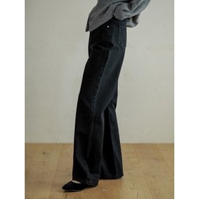 Lossy  semi-wide denim pants_black