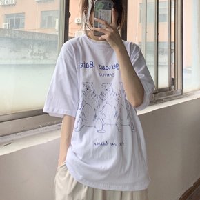 코키코키 / [당일출고] 곰돌이춤 오버핏 반팔티 티셔츠 캐주얼