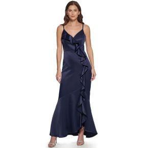 3709405 DKNY Sleeveless Ruffled V-Neck Gown