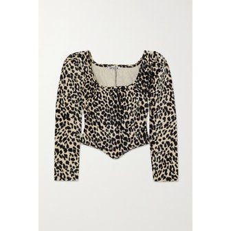BATSHEVA 바체바 던들 크롭 레오파드 프린트 코튼 벨벳 탑 베이지 1647597289608334